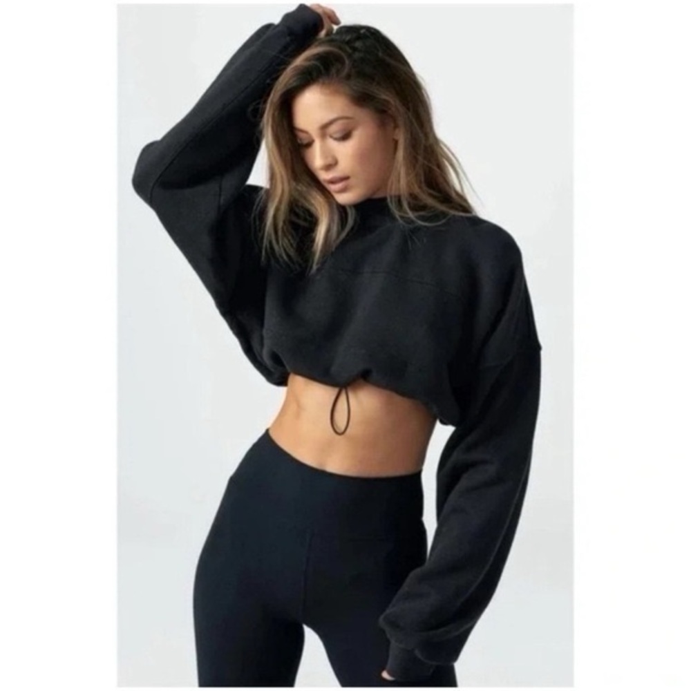 Joah Brown Drawcord Crop Sweatshirt